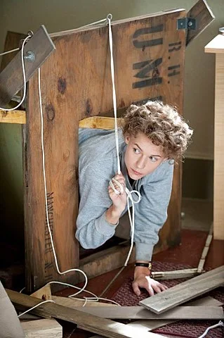Claire Danes as Temple Grandin inside a handmade squeeze machine in the movie Temple Grandin.