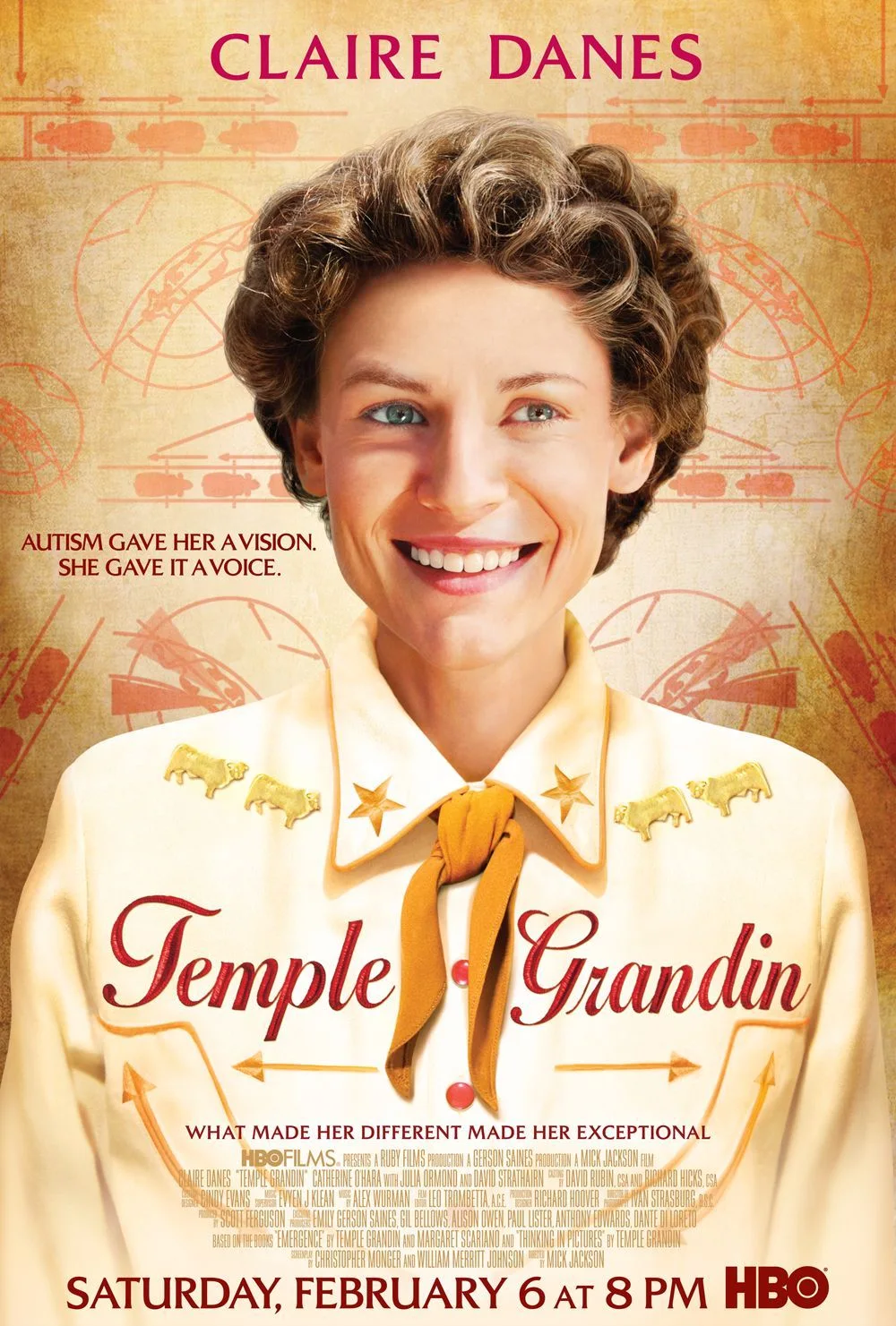 Poster for the HBO movie Temple Grandin starring Claire Danes.