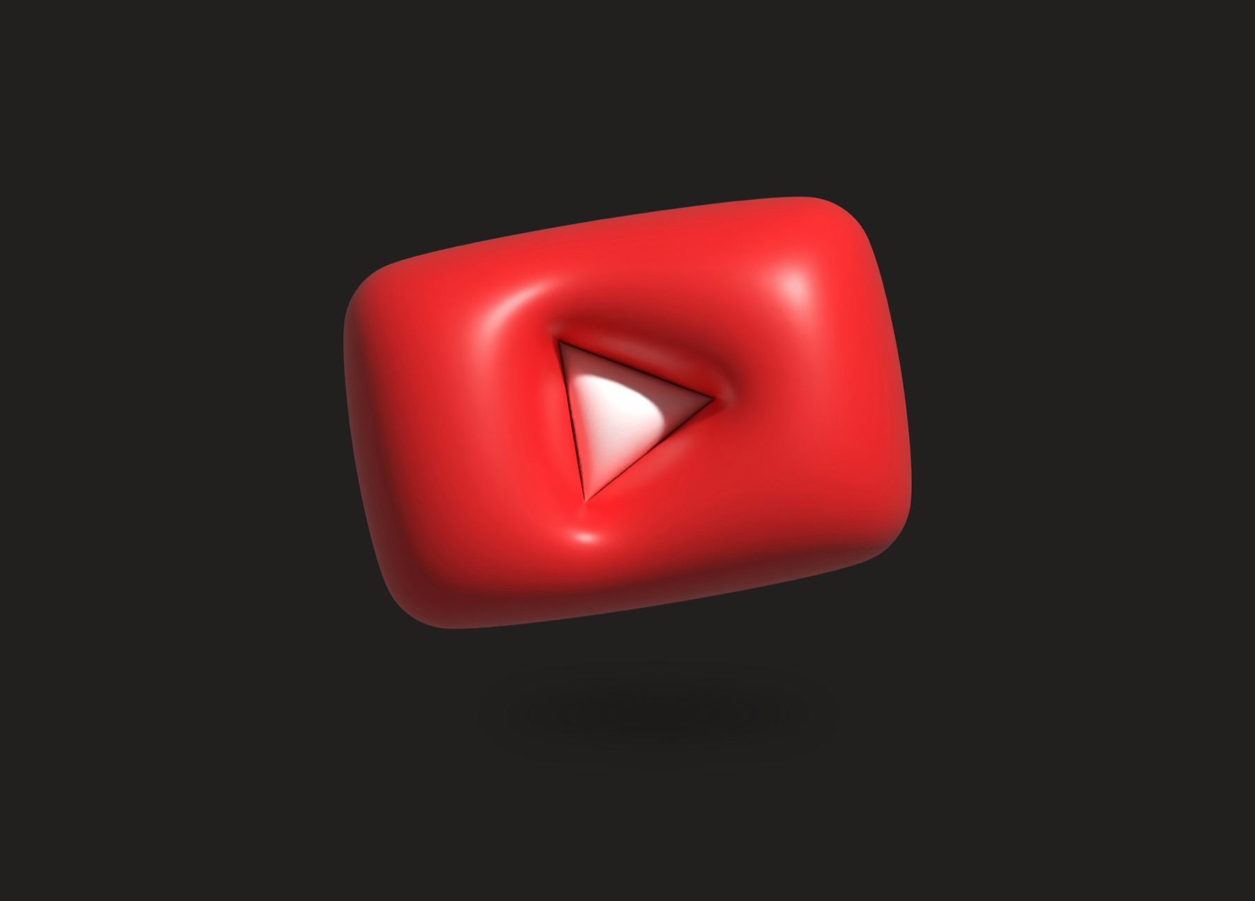 A glossy red YouTube play-button icon floats against a dark background.